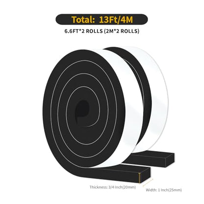 Door Weather Stripping,Air Conditioner Foam,Strong Adhesive,Soundproof, Dustproof,Reduce Noise,High Density CR Foam Insulation Tape for Door Frame,Window Frame (Black, 1 in x 3/4 in x 13 Ft) - size: 1 In x 3/4 In x 13 Ft