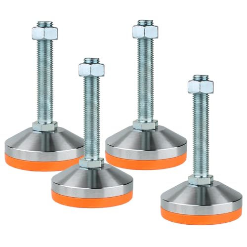 Heavy Duty Leveler Leg,Leveler Feet 3.14" Dia Base,Adjustable Leveling feet M16 Thread, 2600 Lb Capacity,Capacity for Workbench, Machine, Cabinet, More （D80xM16xH100,4 Pack,Orange） - size: D80-m16-h100 ,4 Pack