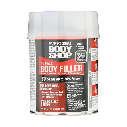 Evercoat Body Shop 105002 Pro-Grade Body Filler, Fast Drying and Lightweight Multipurpose for Dents in Aluminum, Fiberglass & More, Easy Mix Hardener Included 13 Fl Oz. - size: 13 Fl Oz., style: Body Filler