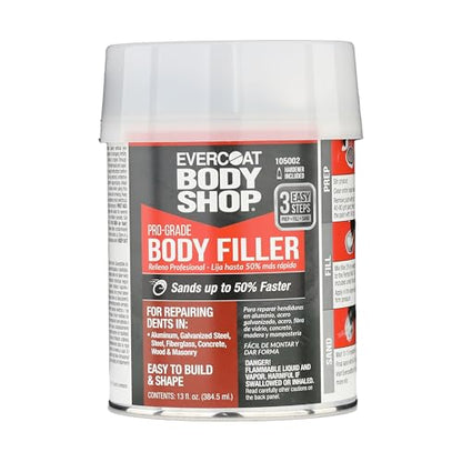 Evercoat Body Shop 105002 Pro-Grade Body Filler, Fast Drying and Lightweight Multipurpose for Dents in Aluminum, Fiberglass & More, Easy Mix Hardener Included 13 Fl Oz. - size: 13 Fl Oz., style: Body Filler