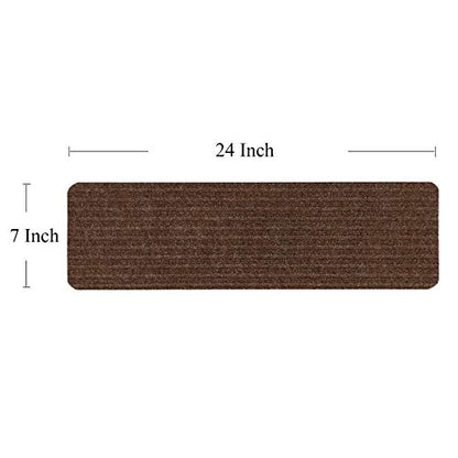 Stair Treads Collection Indoor Skid Slip Resistant Brown Carpet Stair Tread Treads (7 inch x 24 inch) (Brown, Set of 3) - color: Brown, size: 3 Pcs - 7"x24"