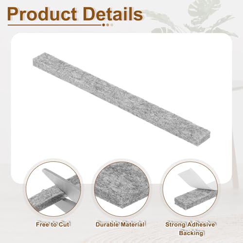 uxcell Felt Strips with Adhesive Backing, 20 Pcs 1/2" x 6" x 0.2" Anti Scratch Furniture Felt Tapes Self-Stick Pads for Protecting Hardwood Floor, Grey - color: Grey