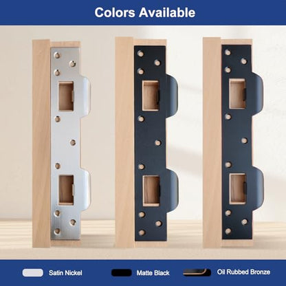 Door Strike Plate Double Opening, with Reinforced Torx/Star Screws & Bit, Reinforcement Striker for Set of Door Handle & Deadbolt(1, Matte Black)