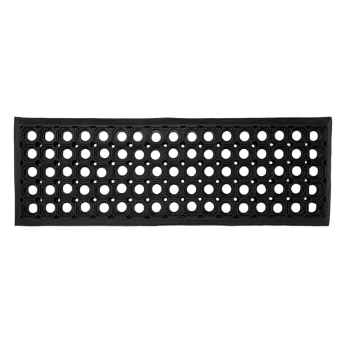 Ottomanson Outdoor Rubber Stair Treads – Circles Heavy-Duty Non-Slip Stair Mats – Best Grip on Concrete, Brick & Textured Step – Fastening Recommended for Wooden & RV Steps, Pack of 5 - color: Black Circles
