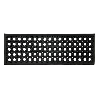 Ottomanson Outdoor Rubber Stair Treads – Circles Heavy-Duty Non-Slip Stair Mats – Best Grip on Concrete, Brick & Textured Step – Fastening Recommended for Wooden & RV Steps, Pack of 5 - color: Black Circles