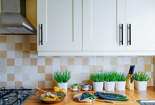Ravinte 10 Pack 7.38'' Cabinet Pulls Flat Black Stainless Steel Kitchen Cupboard Handles Cabinet Handles 7.38''Length, 5'' Hole Center - size: 7.38 Inch (5 Inch Hole Center)