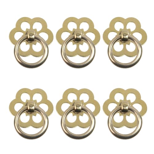 Geesatis 6 Pack Brass Ring Pulls Cabinet Drawer Pull Handle,1.25" Ring Drawer Handles-Classic Dresser Knobs with Screws - Heavy Duty Hardware for Furniture Restoration (1.25" x 1") - style: B