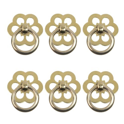 Geesatis 6 Pack Brass Ring Pulls Cabinet Drawer Pull Handle,1.25" Ring Drawer Handles-Classic Dresser Knobs with Screws - Heavy Duty Hardware for Furniture Restoration (1.25" x 1") - style: B