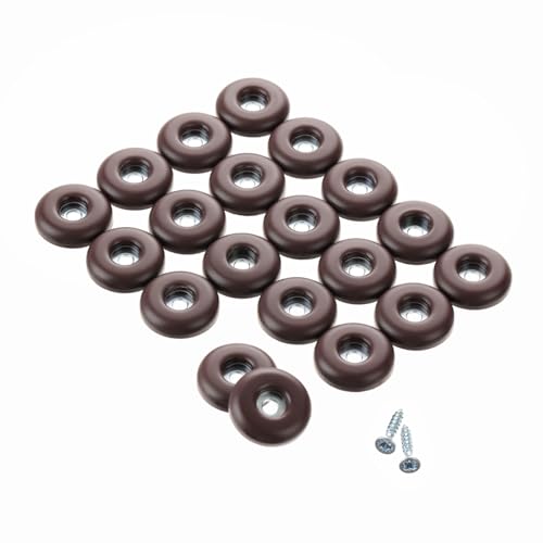 1" Screw on Furniture Sliders-Furnigear Heavy Duty PTFE (Teflon) Chair Leg Slides Glides Move Your Furniture Easy & Safely - Best Floor Protector(Brown-20pack) - color: Brown, size: 1" dia -20pack