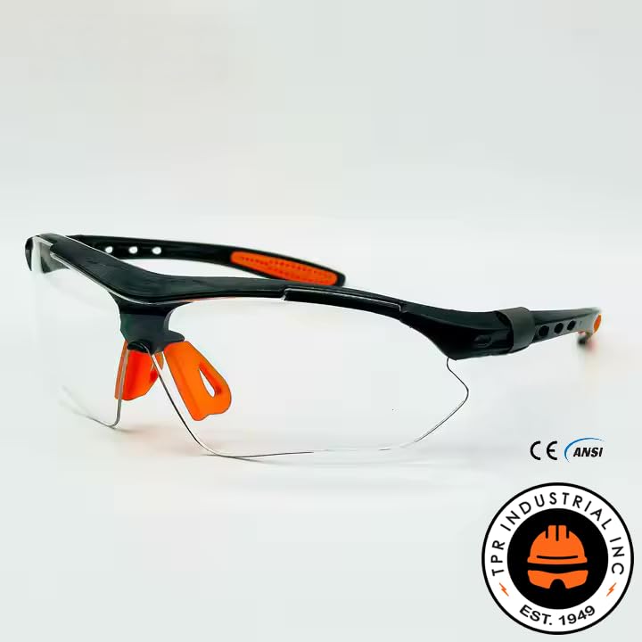 Safety Glasses, ANSI Z87.1 Certified with Anti-Fog and Scratch Resistant Lenses, Adjustable with Black Frame - color: Clear