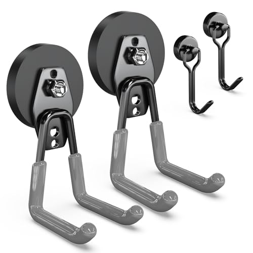 3-H Extra Strong Magnetic Hooks,Heavy Duty Large Anti-Slip Magnet Hooks,No-Drill Tool Holder for Garage,Power Drill,Garden Tools,Hose Storage,2 Pack Gray - color: Gray, size: 2.6"x2-su