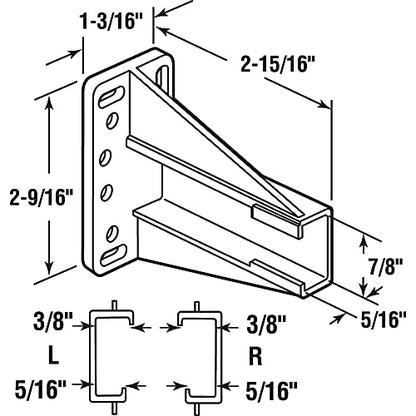 Prime-Line R 7240 Drawer Side Track Brackets, White Nylon (1 Pair)