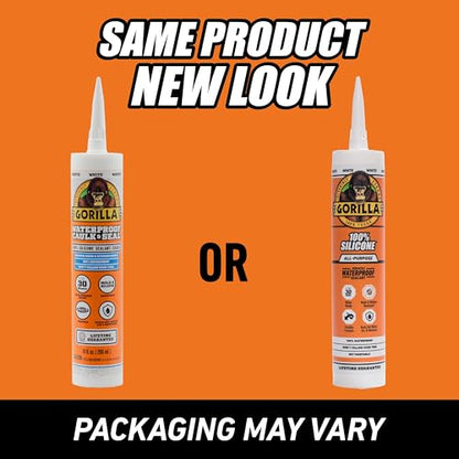 Gorilla 100% Silicone Waterproof Caulk, All‑Purpose Sealant, Mold & Mildew Resistant, Flexible Seal, White, 10 oz Cartridge (Pack of 1) - color: White, size: 1 Pack