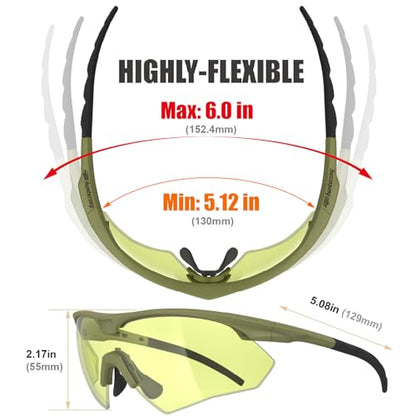 HTS HUNTERSKY S53 anti fog Tactical Shooting Range Safety Glasses Ballistic eye protection Hunting Airsoft Riding Pickleball - color: S53 Green / Yellow