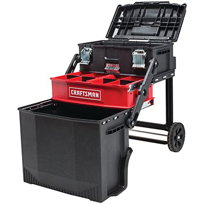 CRAFTSMAN 22-in. Rolling Tool Box with Wheels, Black, Plastic, Lockable (CMST20880) - style: Multi-level Tool Box