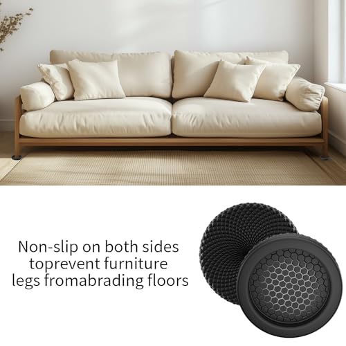 YSD Non Slip Furniture Caster Cups, 12 PCS 50 MM Anti-Sliding Furniture Pads Bed Couch Stopper Floor Protectors with Grip - Black Round Furniture Coasters - size: 50MM