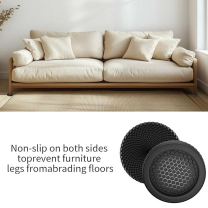 YSD Non Slip Furniture Caster Cups, 12 PCS 50 MM Anti-Sliding Furniture Pads Bed Couch Stopper Floor Protectors with Grip - Black Round Furniture Coasters - size: 50MM