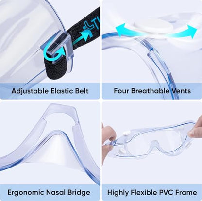 TICONN Anti-Fog Safety Goggles, HD Clear Eye Protection, ANSI Z87.1 Lab Goggles for Chemistry, Industrial - style: 2