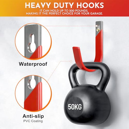 Garage Wall Hooks for Hanging Heavy Duty, 4 Pack Garage Organizer Storage Hooks Wall Mount for Garden Hoses, Brooms, Ladders, Garage Storage - size: 4 Pack