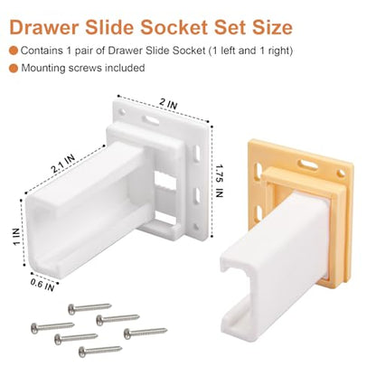Drawer Slide Socket Set Cabinet Hardware, RV Drawer Parts Fits 1 Inch Drawer Slide, 2-1/8 Inch x 1-3/4 Inch Adjustable Base C-Shaped