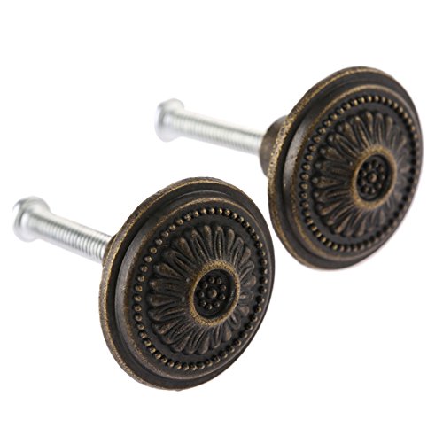 dophee 2Pcs Vintage Farmhouse Style Single Hole Knobs for Cupboard Dresser Door Drawer, Size:(DiaxH) 1.02"x0.67" - size: 2 Pieces