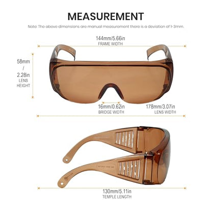 Calabria Fit Over Safety Glasses | Polarized Sunglasses Over Glasses | Wrap Around Anti-Fog | Scratch Resistant | Unisex - color: Copper