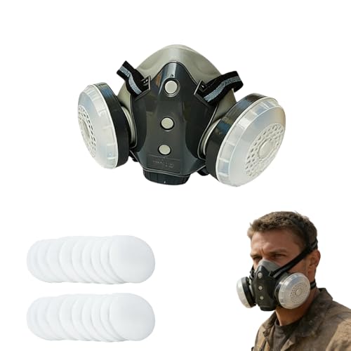 ROTORS Dust Proof Integrated Respirator Mask,Industrial Grade Face Shield, Reusable Masks with Replace Cotton Filters - color: B+20 Filters