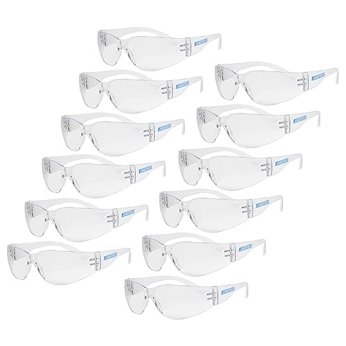 JORESTECH Safety Glasses, ANSI Z87+ Compliant, Impact-Resistant Polycarbonate Lenses, UV Protection, Anti-Scratch Coating, 12-Pack - color: Clear