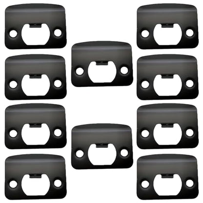 Door Strike Plates, 10Pack Stainless Steel Deadbolt Strike Plates, Full Lip Round Corner Strike Plates, Door Reinforcement Kit, for Home Office Door Frame Repair(Black)