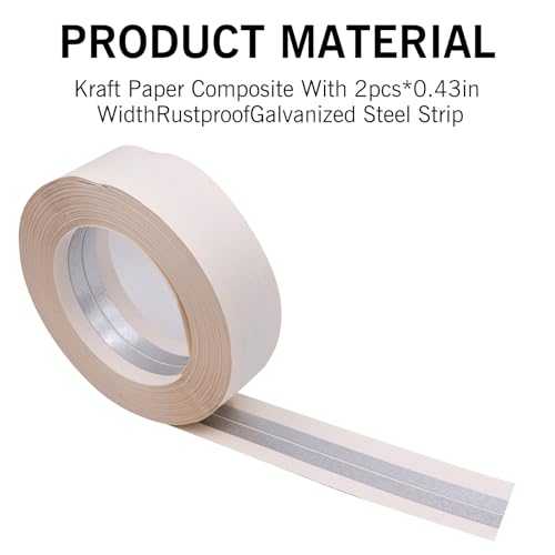 100 Feet by 2 Inch Reinforced Drywall Corner Tape for Walls, 30M Drywall Inside Outside Corner Bead with Metal, No Adhesive Side for Wall Crack Repair Tool