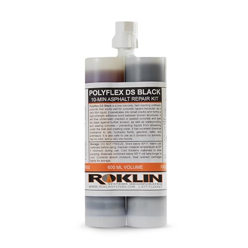 Roklin Systems, Inc. - PolyFlex DS Concrete Crack Filler, Quick-Drying Asphalt Crack Sealer, Floor/Wall Repair Patch Kit Essential, 21 Ounces, Black - color: Black, size: 21 Ounce