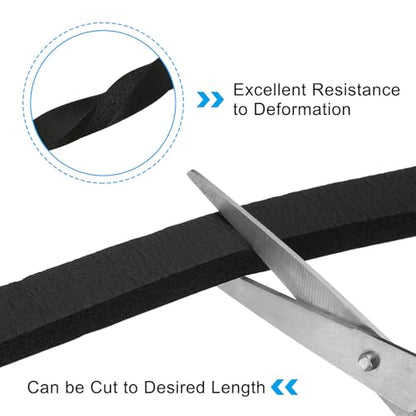 PATIKIL Foam Weather Stripping for Doors, 2 Rolls 5/8" W x 3/8" T Foam Seal Tape Adhesive Insulation Strip for Door Window Air Conditioning, Black(13 Ft Total Length in 2 Rolls) - size: 5/8" W x 3/8" T