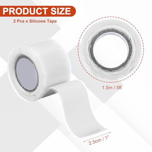 uxcell 2 Pcs Self Fusing Silicone Tape, 1" x 5ft Waterproof Water Leak Sealing Tape for Plumbing Pipe Hose Repair Handles, White - color: White, size: 1" x 5ft