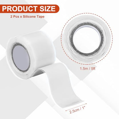 uxcell 2 Pcs Self Fusing Silicone Tape, 1" x 5ft Waterproof Water Leak Sealing Tape for Plumbing Pipe Hose Repair Handles, White - color: White, size: 1" x 5ft
