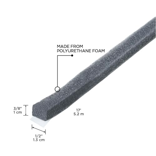 M-D Building Products 02097 3/8 in. x 1/2 in. x 17 ft. Gray Economy Foam Window Seal for Large Gaps - size: 3/8" x 1/2"