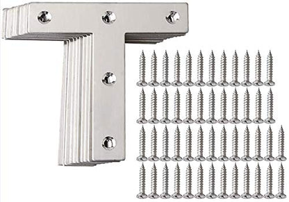 Alise T Flat Brackets,Corner Bracket Corner Brace Mending Plate Repair 80mm x 80mm Stainless Steel Flat Braces for Wood Tables, Chairs, Sofas, Beds, Cabinets, Doors and Windows,Brushed,Pack of 10 - size: 80x80mm, style: Brushed