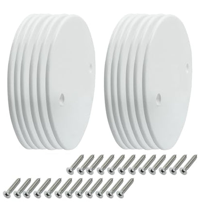 12 Pcs 4.56 Inch White Plastic Ceiling Blank, 2.36" Hole Distance Flat Round Wall Hole Cover Circle Wall Plate Ceiling Cover Plate with Screws for Ceilings or Wall