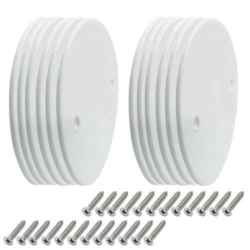 12 Pcs 4.56 Inch White Plastic Ceiling Blank, 2.36" Hole Distance Flat Round Wall Hole Cover Circle Wall Plate Ceiling Cover Plate with Screws for Ceilings or Wall