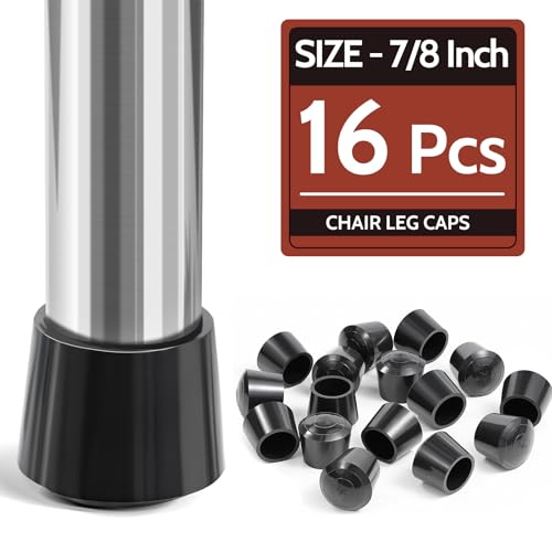 Chair Leg Caps, Sopito Non-Slip Rubber Leg Tips 7/8'' Inner Diameter Chair Leg Floor Protectors Covers Round Black, 16 Pack - size: 7/8 Inch
