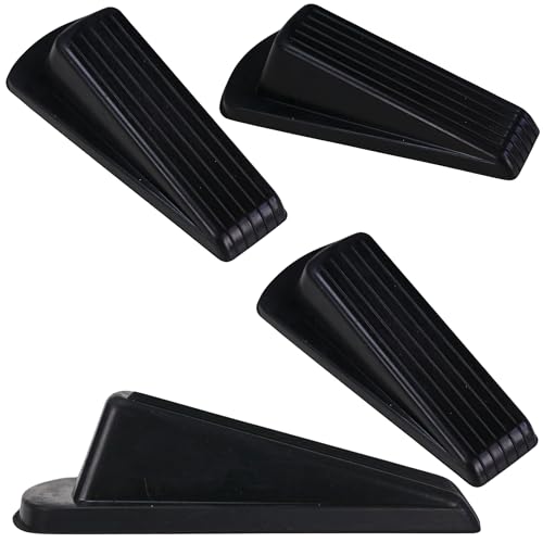 Harrier Hardware 4-Pack Heavy Duty 5-Inch Rubber Grip Wedge Doorstops, Black