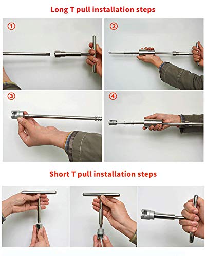 U/D Dent Repair Kit - 2 in 1 Dent Puller Paintless Dent Repair with T-bar Dent Removal Kit,22 Glue Puller,2 Stainless Steel Grooves,2 Short Puller Lines and 2 Long Puller Lines