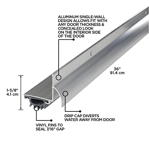 M-D Building Products 06015 36 in. Silver Aluminum L-Shape Screw-on Under Door Seal - color: Silver