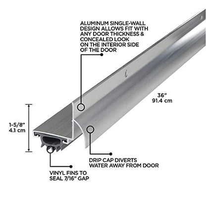 M-D Building Products 06015 36 in. Silver Aluminum L-Shape Screw-on Under Door Seal - color: Silver