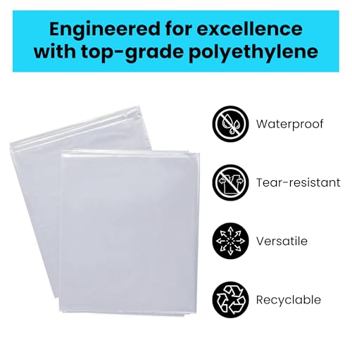 VicMore Clear Plastic Drop Cloths - Water & Dustproof, Odorless Plastic Sheet for Renovations, DIY Projects - Durable Paint Tarp with 1mil Thickness - Floor Covering & Dust Cover - 4 x 12’ - 2 Pack - size: 4FT x 12FT, 2 PACK, MEDIUM-DUTY