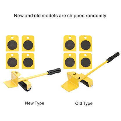 KUIDAMOS Furniture Mover Set, 150KG Capacity Transport Moving Plate, Smooth Scroll Wheel, Rectangular, Yellow, Plastic