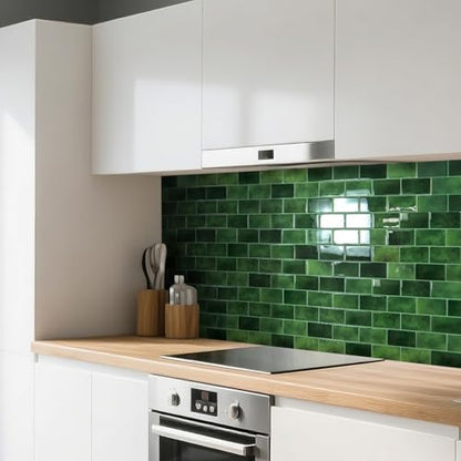 Art3d Peel and Stick Green Wall Tiles – 12"x12" Thicker Design Backsplash, Self-Adhesive Tile for Kitchen & Bathroom Renovation - color: Green