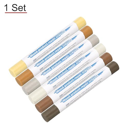 HARFINGTON Wood Filler Sticks 6 Colors Wooden Wax Touch Up Furniture Repair Crayons for Light Spanish Yellow, Beech Yellow, Light Earth Yellow, Dark Tea, Dark Brown, White - color: Yellow Series