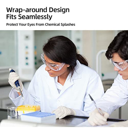 JING LEI Safety Glasses Anti Fog Goggles Vented Sides Shields Transparent PC Frame Spectacles for Lab Medical and Daily Use - color: Clear Lens