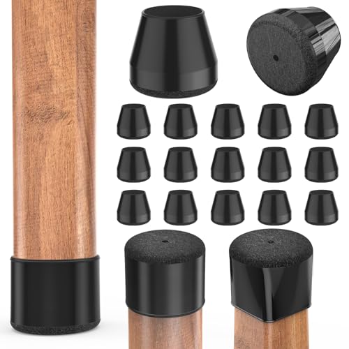 Chair Leg Protectors for Hardwood Floors,24 Pcs Silicone Felt Furniture Legs Caps to Prevent Floor from Scratches and Reduce Noise, Easy to Move, Black, Fit:1.62-2". - color: Black, size: Round XL(1.62-2")
