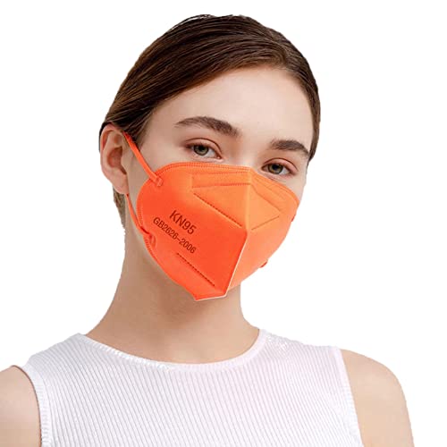 SAROULU 5-Layer Breathable Disposable KN95 Face Masks Respirator Cup Dust Safety Protection Mask - color: Orange-20